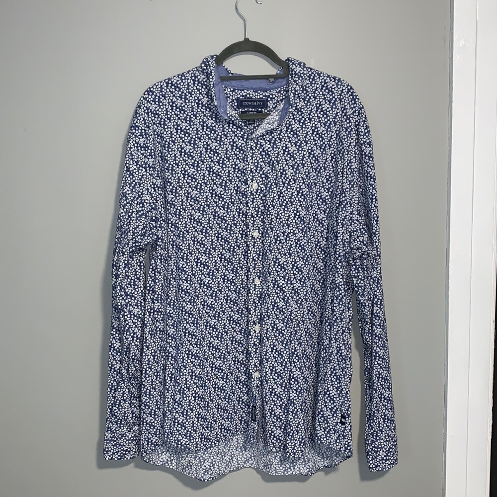 Blue floral dress shirt